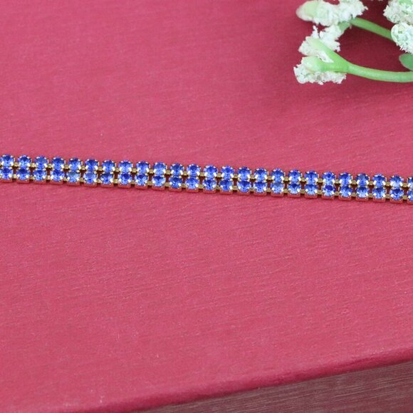 Rose Gold Bracelet with Blue Stones, XPBL0684 - Picture 11 of 12